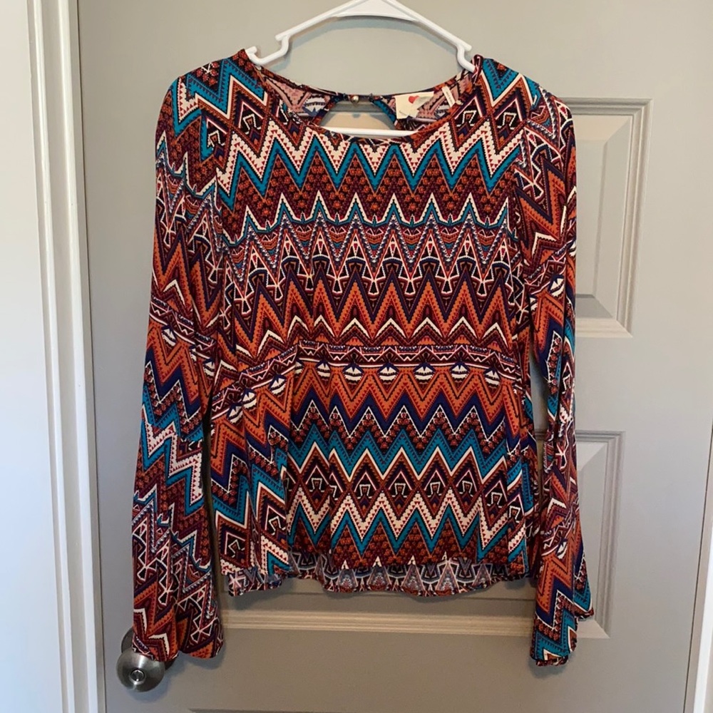 Aztec long-sleeve blouse